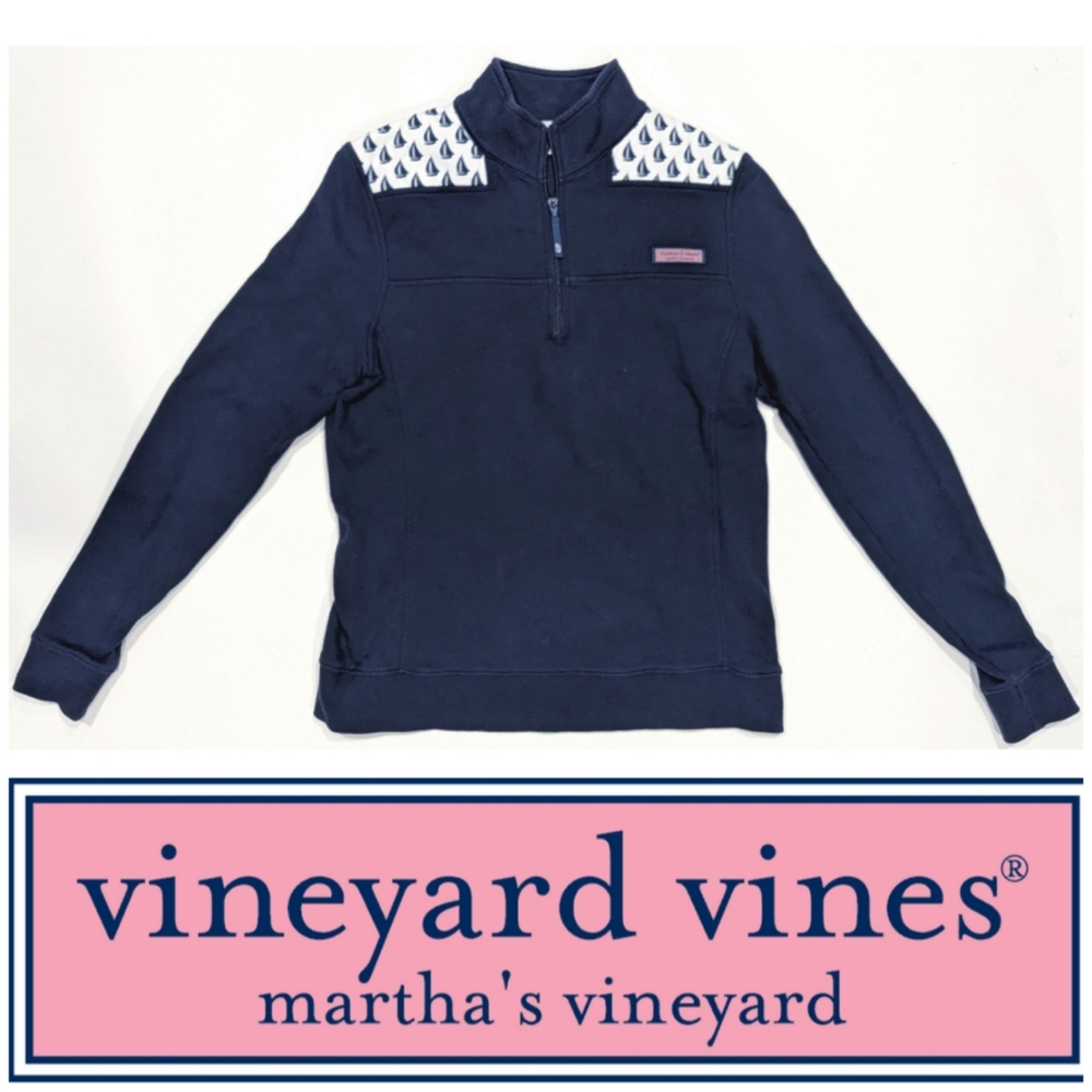 Sailboat Logo Print Quarter Zip Pullover Vineyard Vines